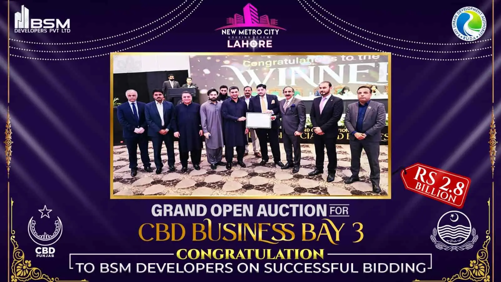 BSM Developers Win CBD Business Bay 3 at CBD Punjab Grand Open Auction