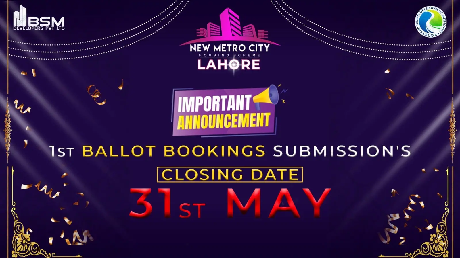 NMC Lahore 1st Ballot Bookings Submission Closing Date 31st May