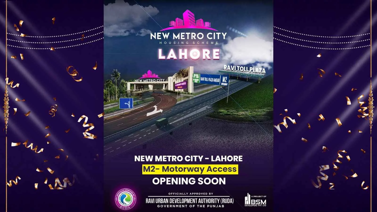 New Metro City Lahore M2 Motorway access
